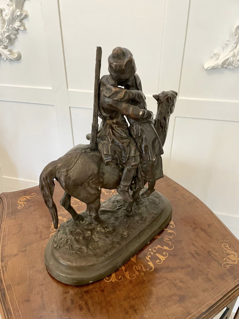 Antique Victorian Quality Bronze Figure of a Cossack on Horseback - Image 2