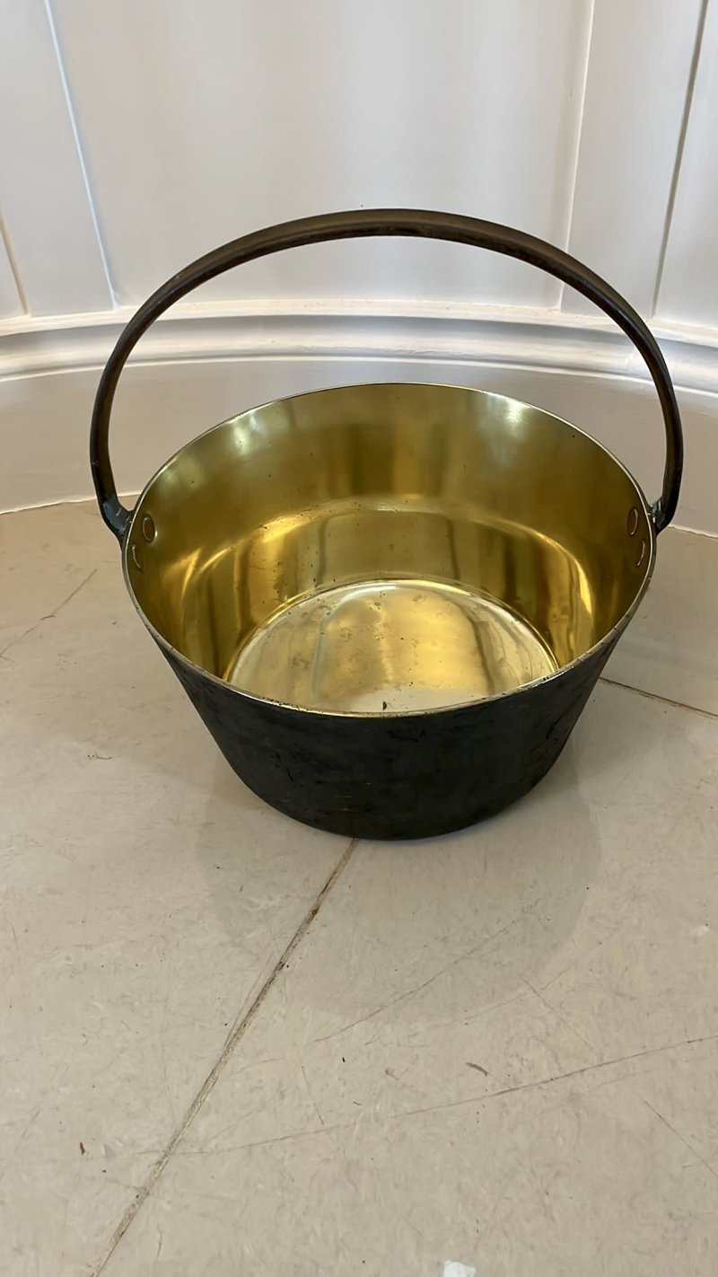 Large Antique Victorian Quality Brass Pail - Image 6