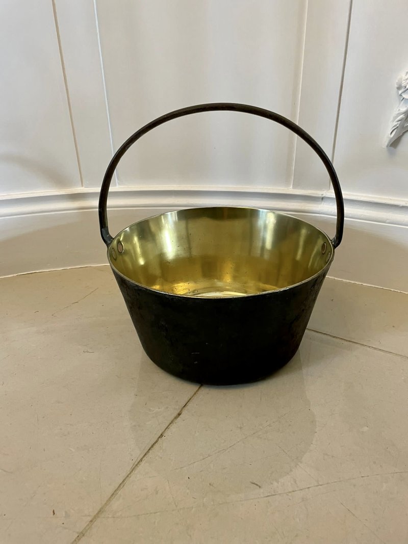 Large Antique Victorian Quality Brass Pail