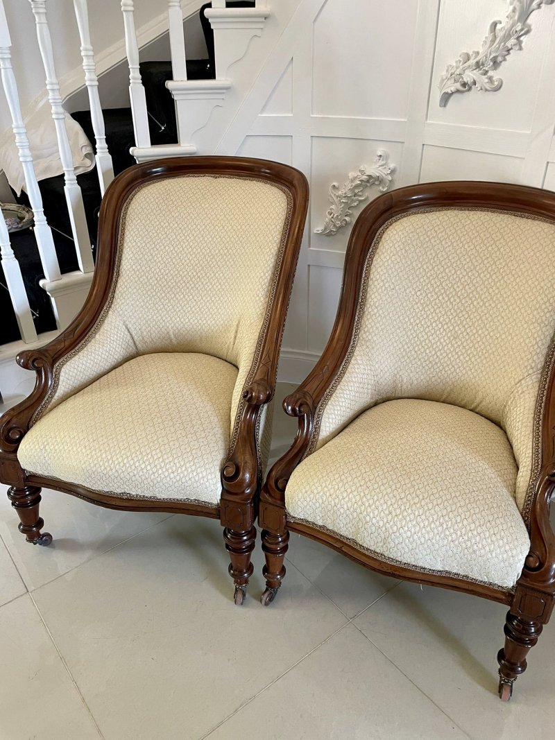 Unusual Pair of Antique Victorian Quality Mahogany Armchairs - Image 3