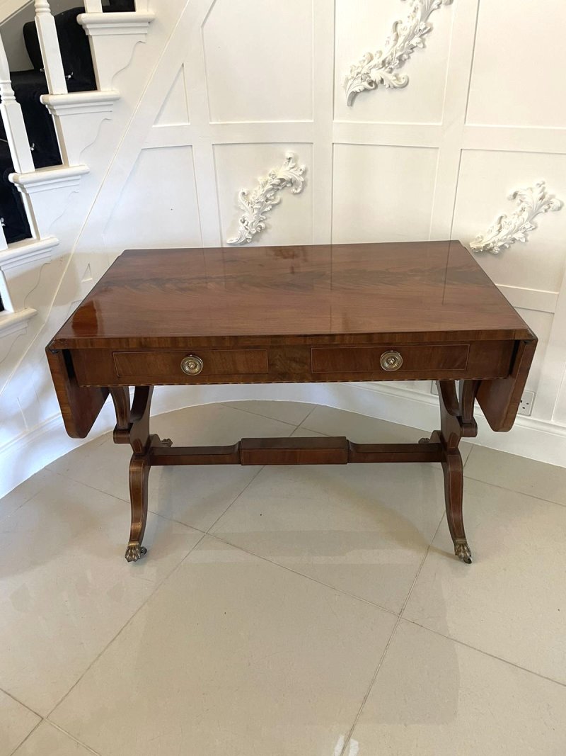 Fine Quality Antique George III Inlaid Mahogany Free Standing Sofa Table - Image 2