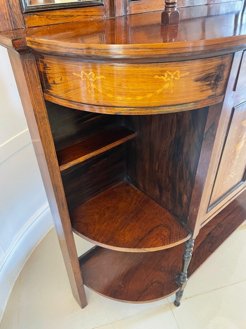 Antique Victorian Quality Rosewood Inlaid Side Cabinet - Image 7