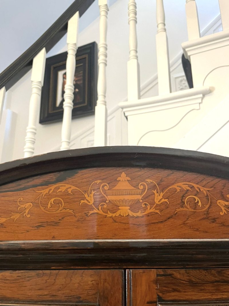 Antique Victorian Quality Rosewood Inlaid Side Cabinet - Image 10