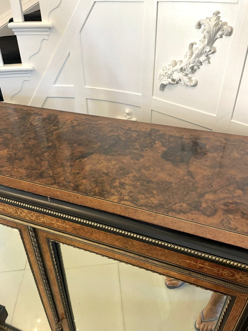 Superb Quality Large Antique Victorian Burr Walnut And Amboyna Inlaid Credenza/Sideboard - Image 13