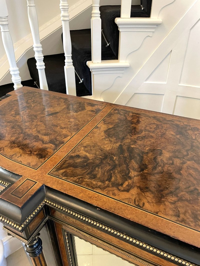 Superb Quality Large Antique Victorian Burr Walnut And Amboyna Inlaid Credenza/Sideboard - Image 15