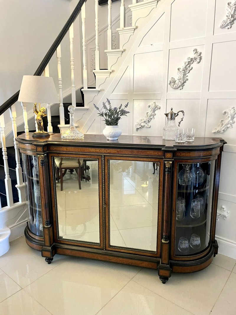 Superb Quality Large Antique Victorian Burr Walnut And Amboyna Inlaid Credenza/Sideboard - Image 6