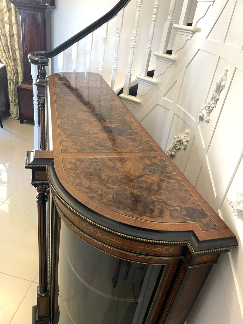 Superb Quality Large Antique Victorian Burr Walnut And Amboyna Inlaid Credenza/Sideboard - Image 11