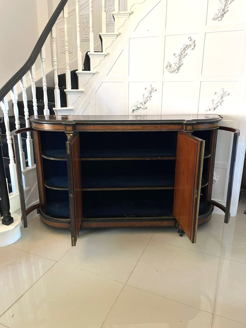 Superb Quality Large Antique Victorian Burr Walnut And Amboyna Inlaid Credenza/Sideboard - Image 3