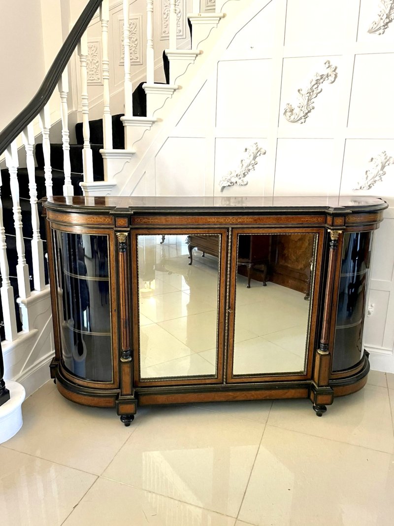 Superb Quality Large Antique Victorian Burr Walnut And Amboyna Inlaid Credenza/Sideboard - Image 4