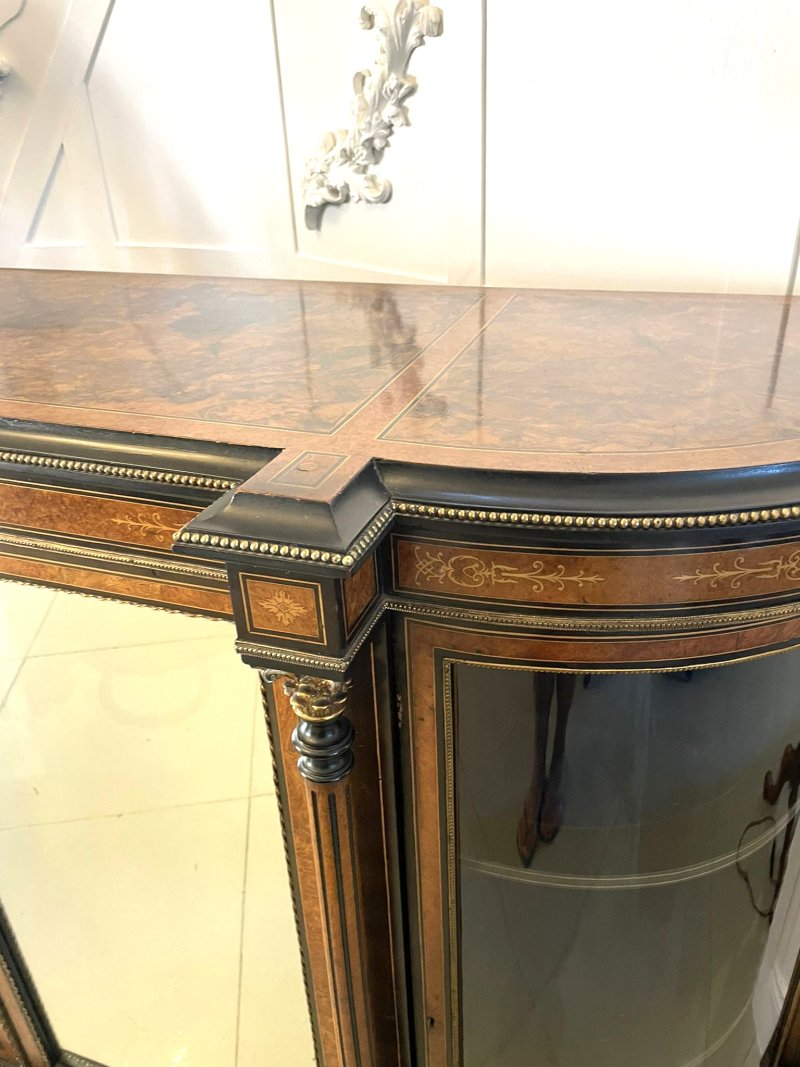Superb Quality Large Antique Victorian Burr Walnut And Amboyna Inlaid Credenza/Sideboard - Image 9