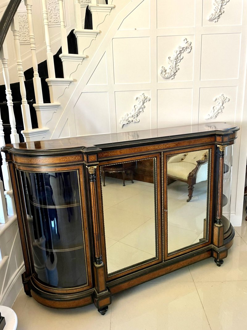 Superb Quality Large Antique Victorian Burr Walnut And Amboyna Inlaid Credenza/Sideboard - Image 7