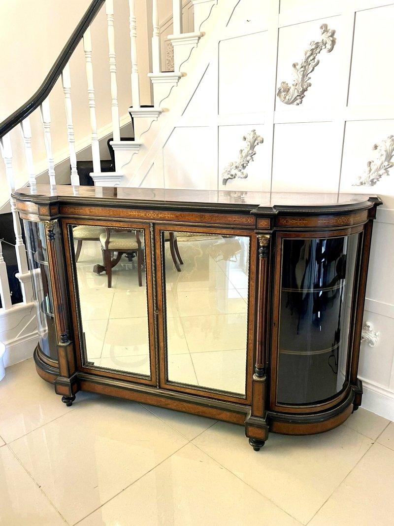 Superb Quality Large Antique Victorian Burr Walnut And Amboyna Inlaid Credenza/Sideboard - Image 2