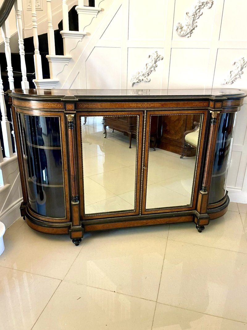 Superb Quality Large Antique Victorian Burr Walnut And Amboyna Inlaid Credenza/Sideboard