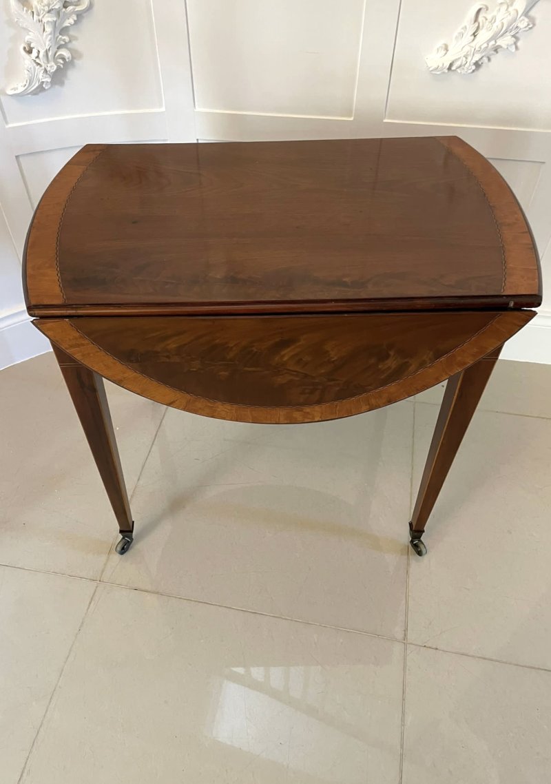 Fine Quality Antique Sheraton Period Inlaid Mahogany Pembroke Table - Image 10