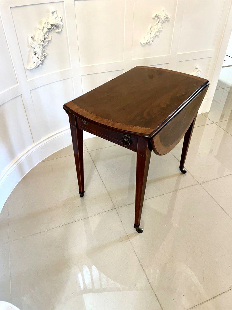 Fine Quality Antique Sheraton Period Inlaid Mahogany Pembroke Table - Image 3