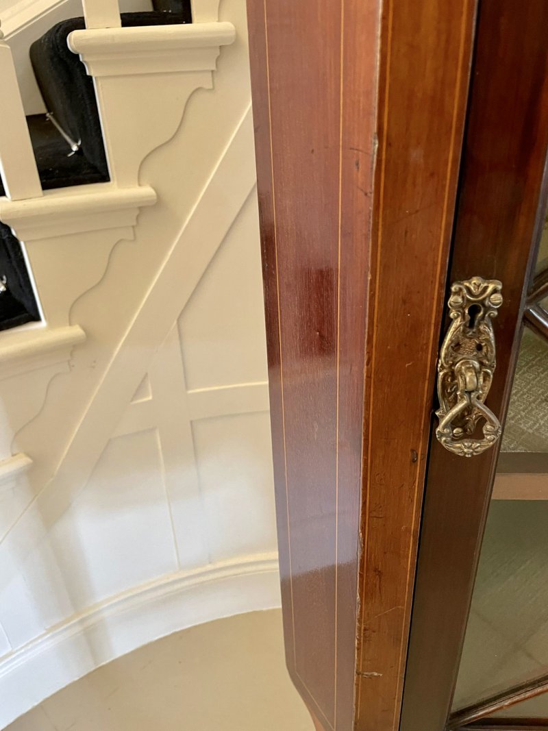 Antique Quality Edwardian Mahogany Inlaid Corner Cabinet - Image 6