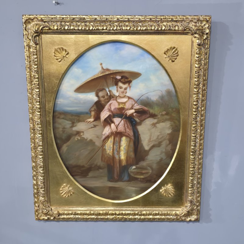 Beautiful C19th Oriental Pastel on Canvas - Image 2