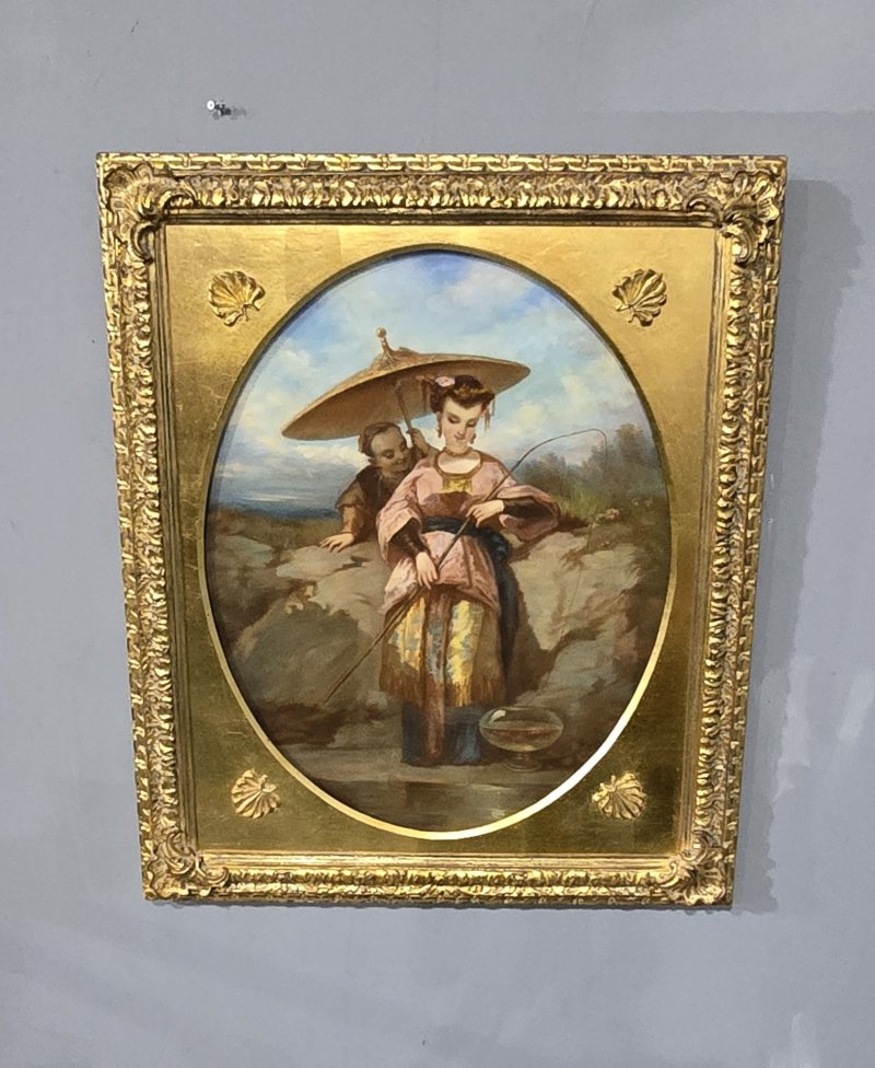 Beautiful C19th Oriental Pastel on Canvas - Image 5