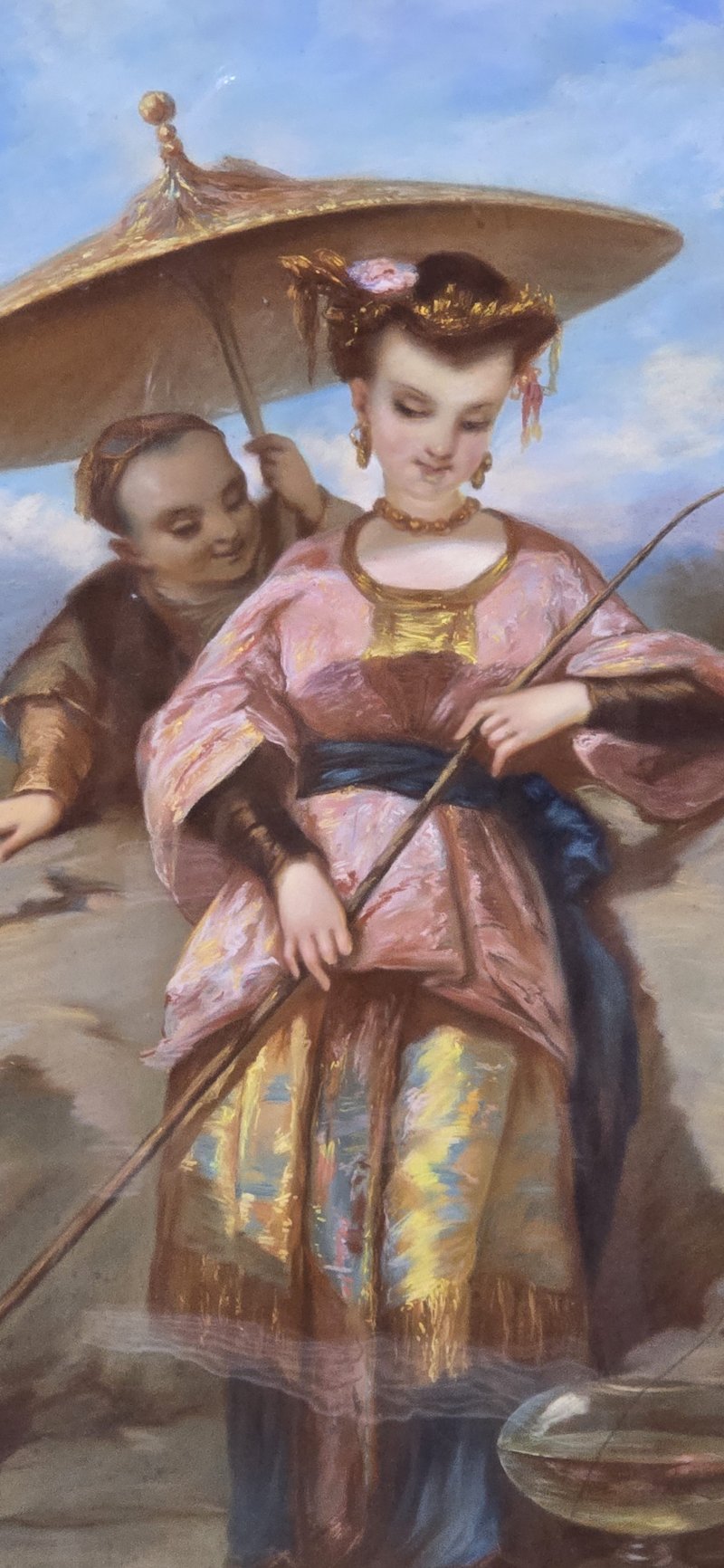 Beautiful C19th Oriental Pastel on Canvas - Image 7