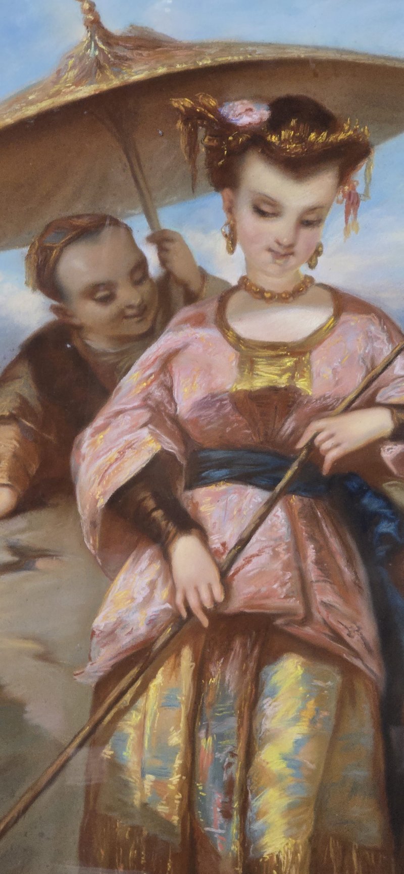 Beautiful C19th Oriental Pastel on Canvas - Image 11