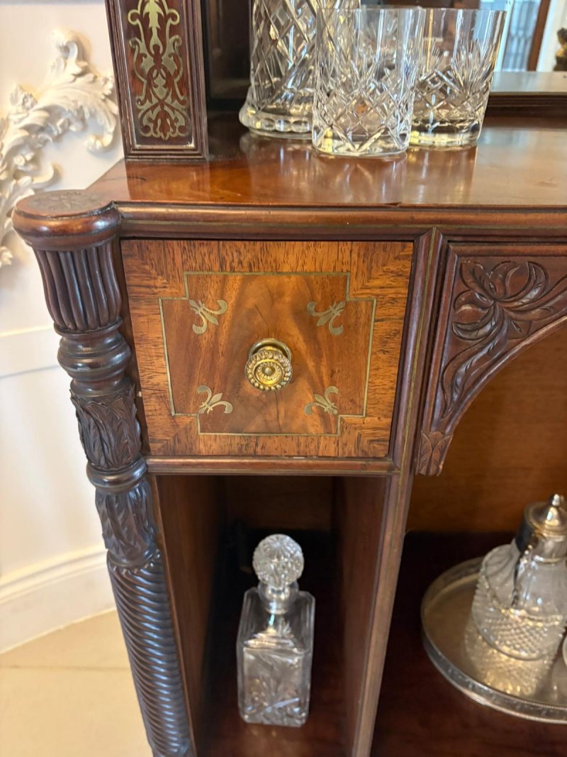 Antique Regency Rosewood Brass Inlaid Open Bookcase Chiffonier - Image 6