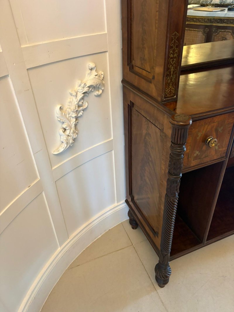 Antique Regency Rosewood Brass Inlaid Open Bookcase Chiffonier - Image 9