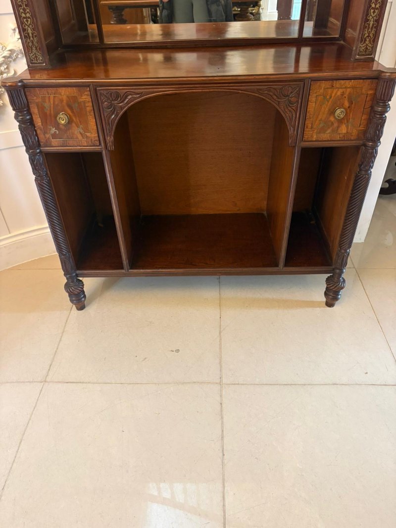 Antique Regency Rosewood Brass Inlaid Open Bookcase Chiffonier - Image 15
