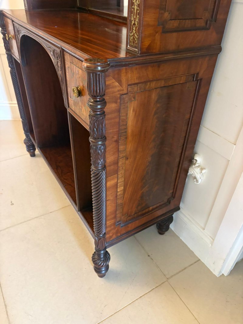 Antique Regency Rosewood Brass Inlaid Open Bookcase Chiffonier - Image 14