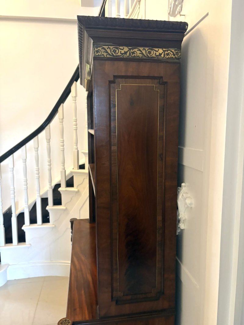 Antique Regency Rosewood Brass Inlaid Open Bookcase Chiffonier - Image 16