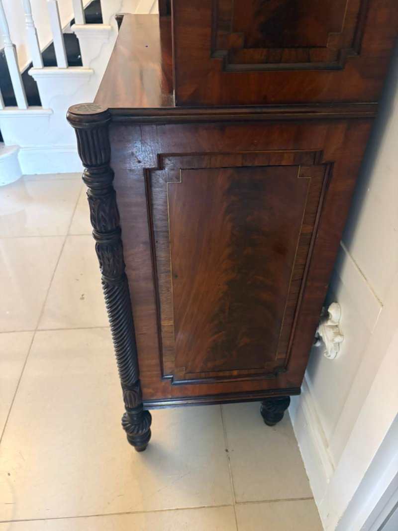 Antique Regency Rosewood Brass Inlaid Open Bookcase Chiffonier - Image 18