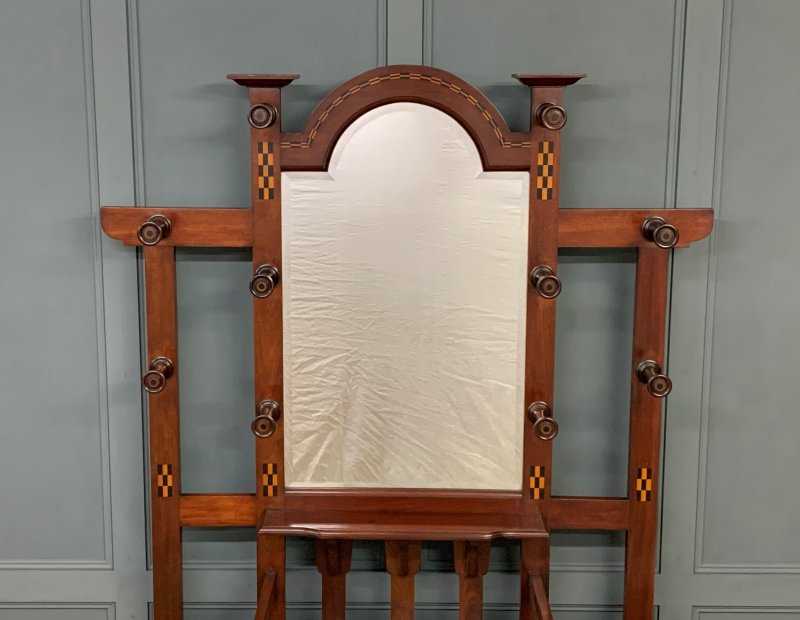 Arts and Crafts Inlaid Mahogany Hall Stand - Image 4
