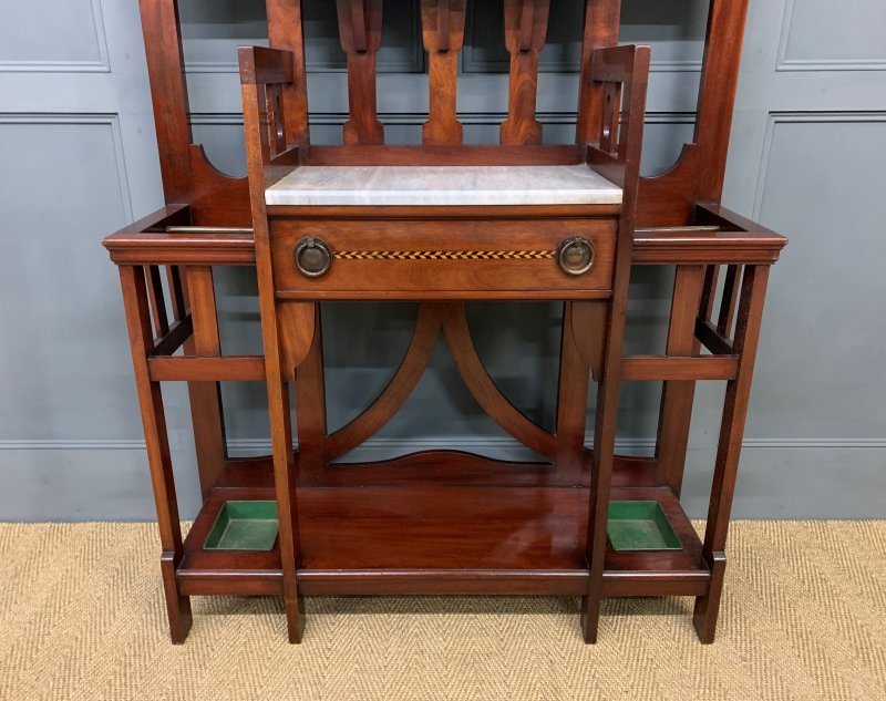 Arts and Crafts Inlaid Mahogany Hall Stand - Image 10