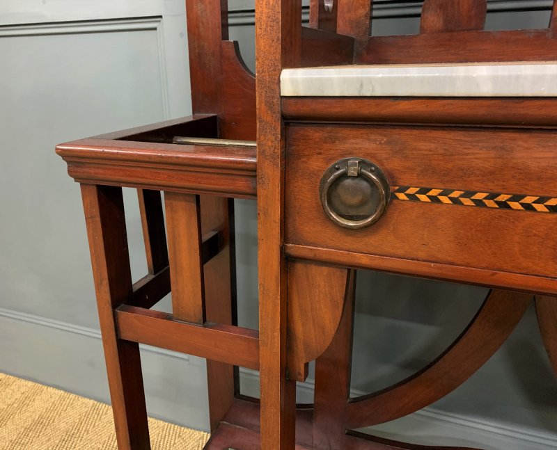 Arts and Crafts Inlaid Mahogany Hall Stand - Image 8