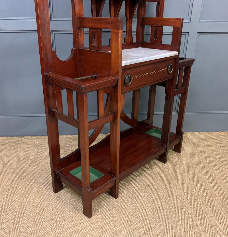 Arts and Crafts Inlaid Mahogany Hall Stand - Image 11