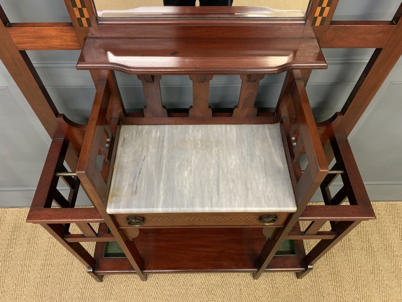 Arts and Crafts Inlaid Mahogany Hall Stand - Image 16