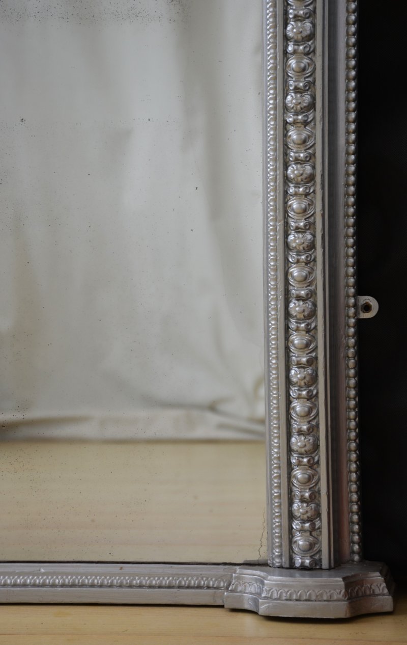 Antique Victorian Silver Overmantel Mirror H123cm - Image 3