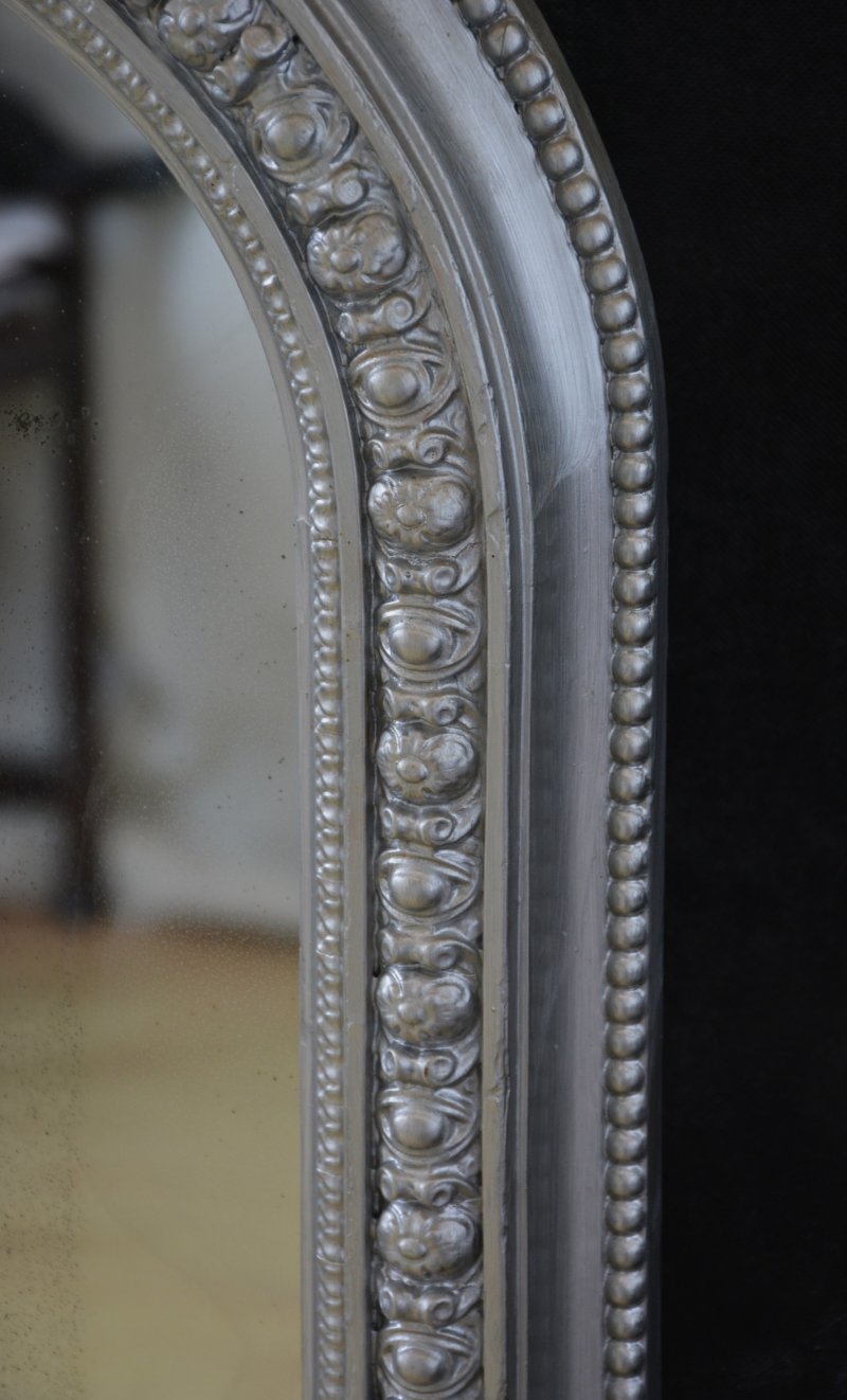 Antique Victorian Silver Overmantel Mirror H123cm - Image 2