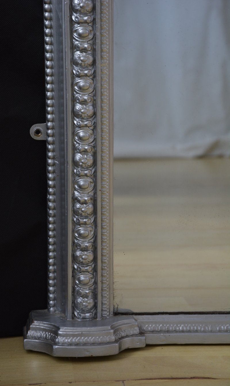 Antique Victorian Silver Overmantel Mirror H123cm - Image 6