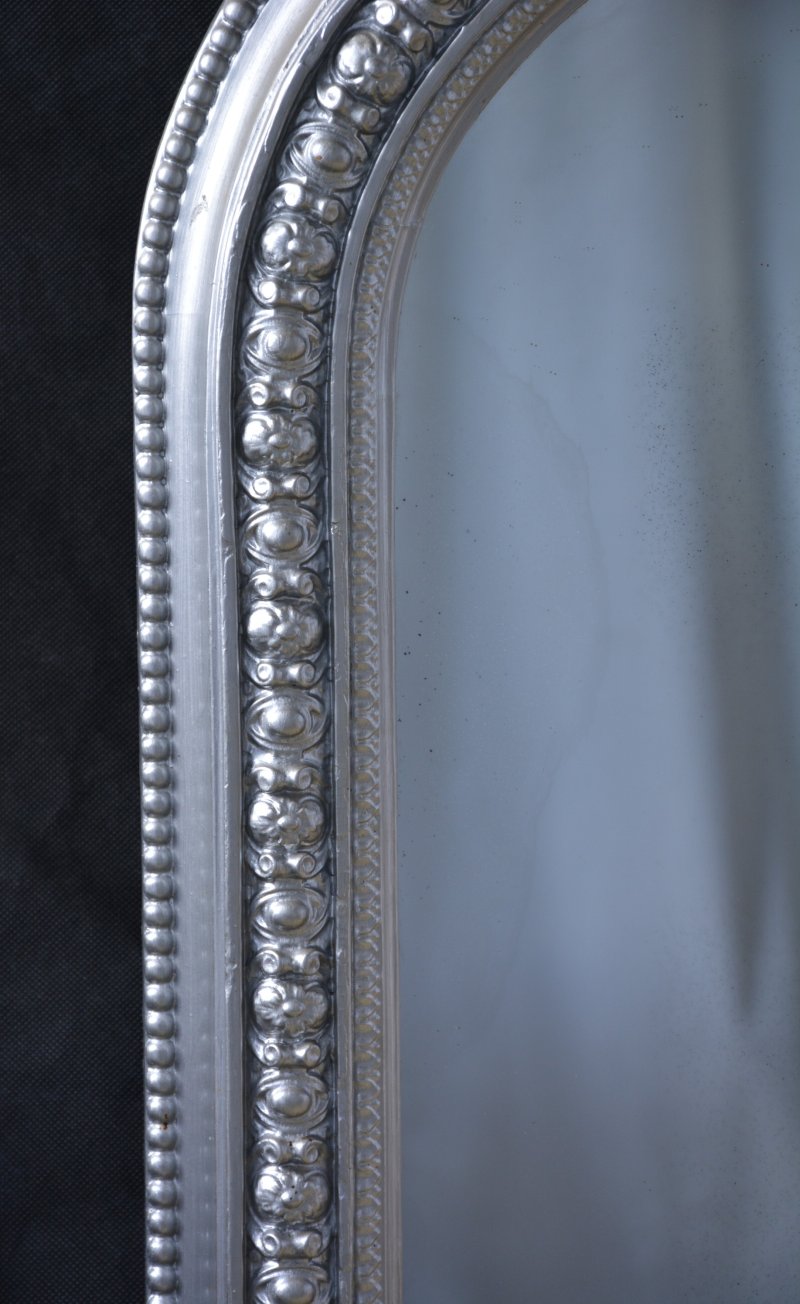 Antique Victorian Silver Overmantel Mirror H123cm - Image 8