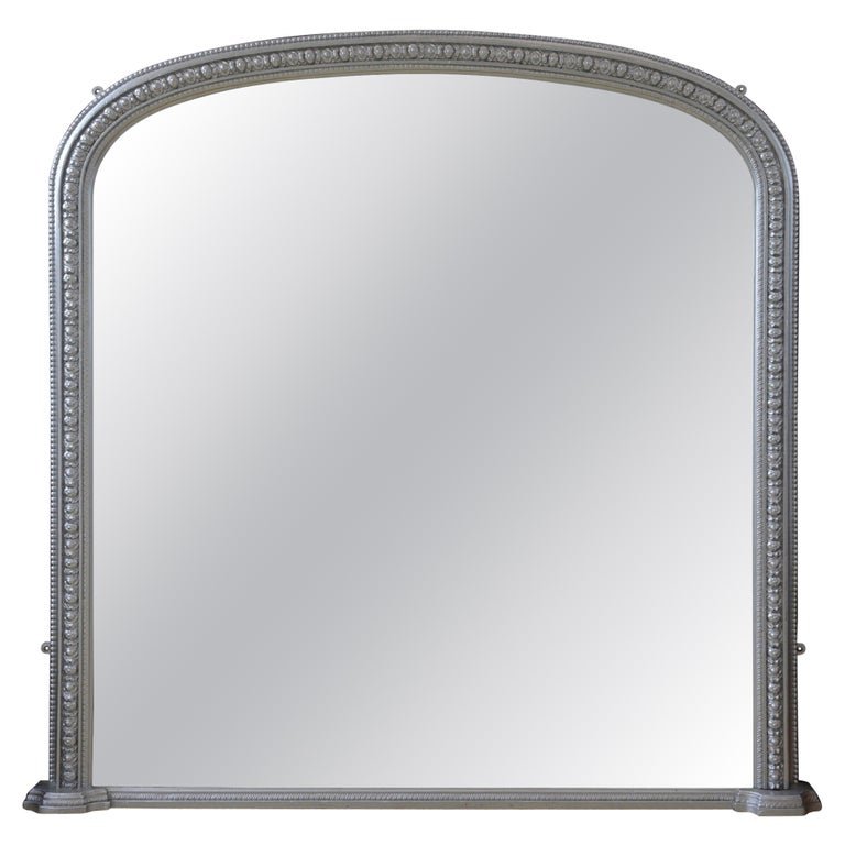 Antique Victorian Silver Overmantel Mirror H123cm