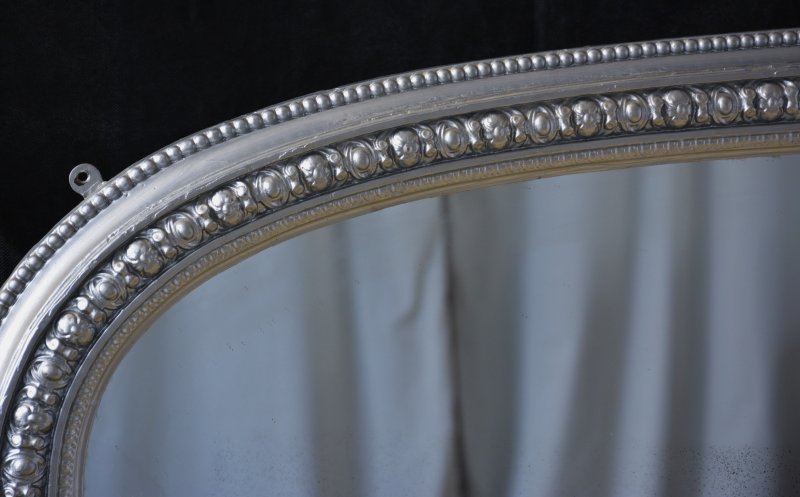 Antique Victorian Silver Overmantel Mirror H123cm - Image 7