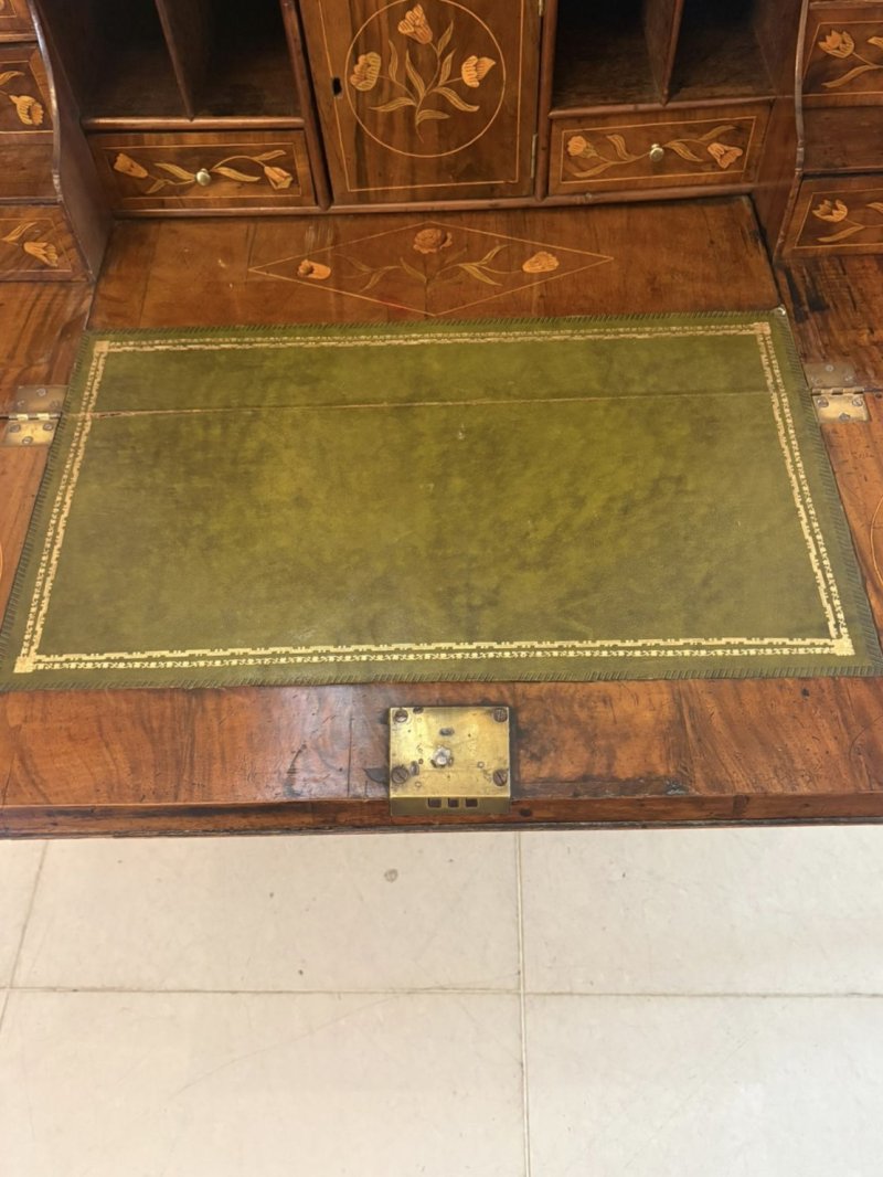 Antique Dutch Marquetry Walnut Bureau Bookcase Desk Cabinet - Image 8