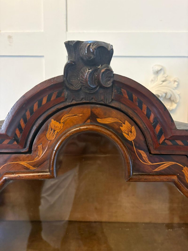 Antique Dutch Marquetry Walnut Bureau Bookcase Desk Cabinet - Image 13