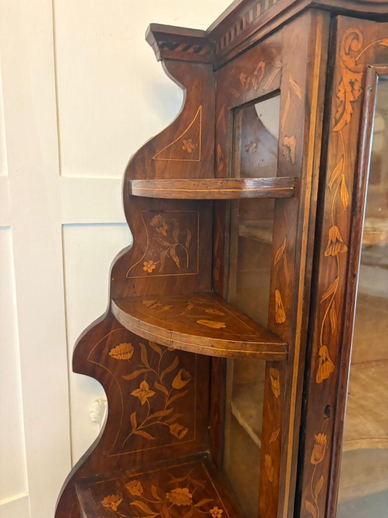 Antique Dutch Marquetry Walnut Bureau Bookcase Desk Cabinet - Image 15