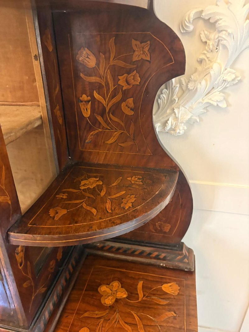 Antique Dutch Marquetry Walnut Bureau Bookcase Desk Cabinet - Image 19