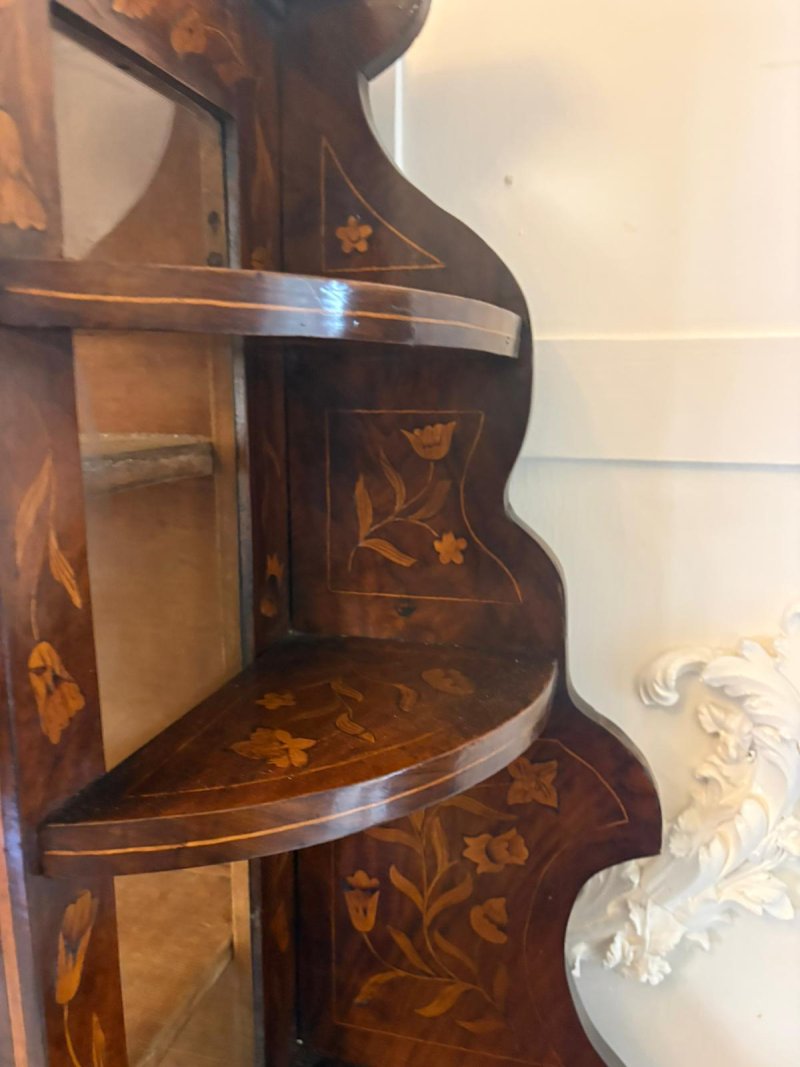 Antique Dutch Marquetry Walnut Bureau Bookcase Desk Cabinet - Image 20