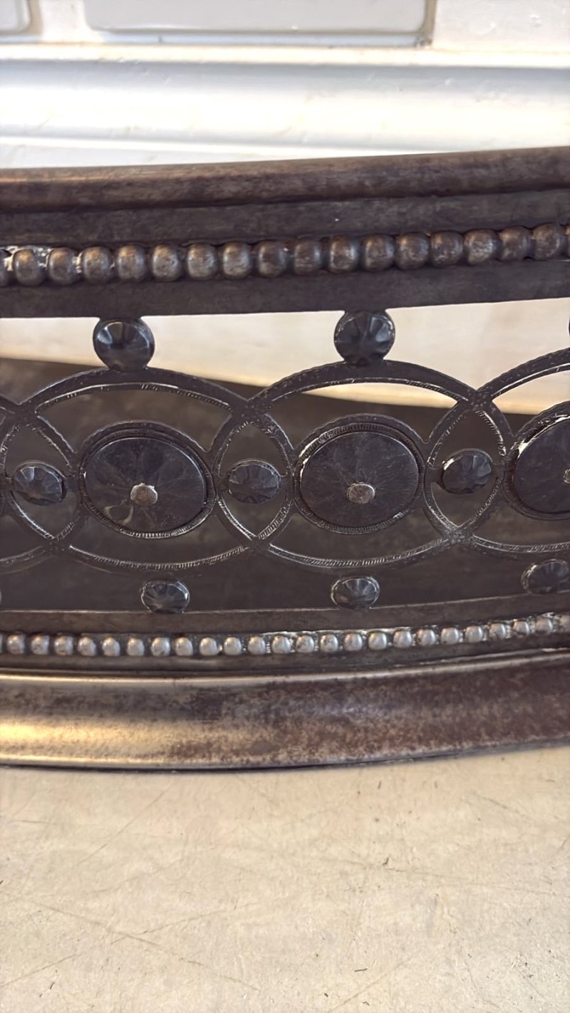 Antique George III Steel Fire Fender Pierced Decorative Serpentine Front - Image 3