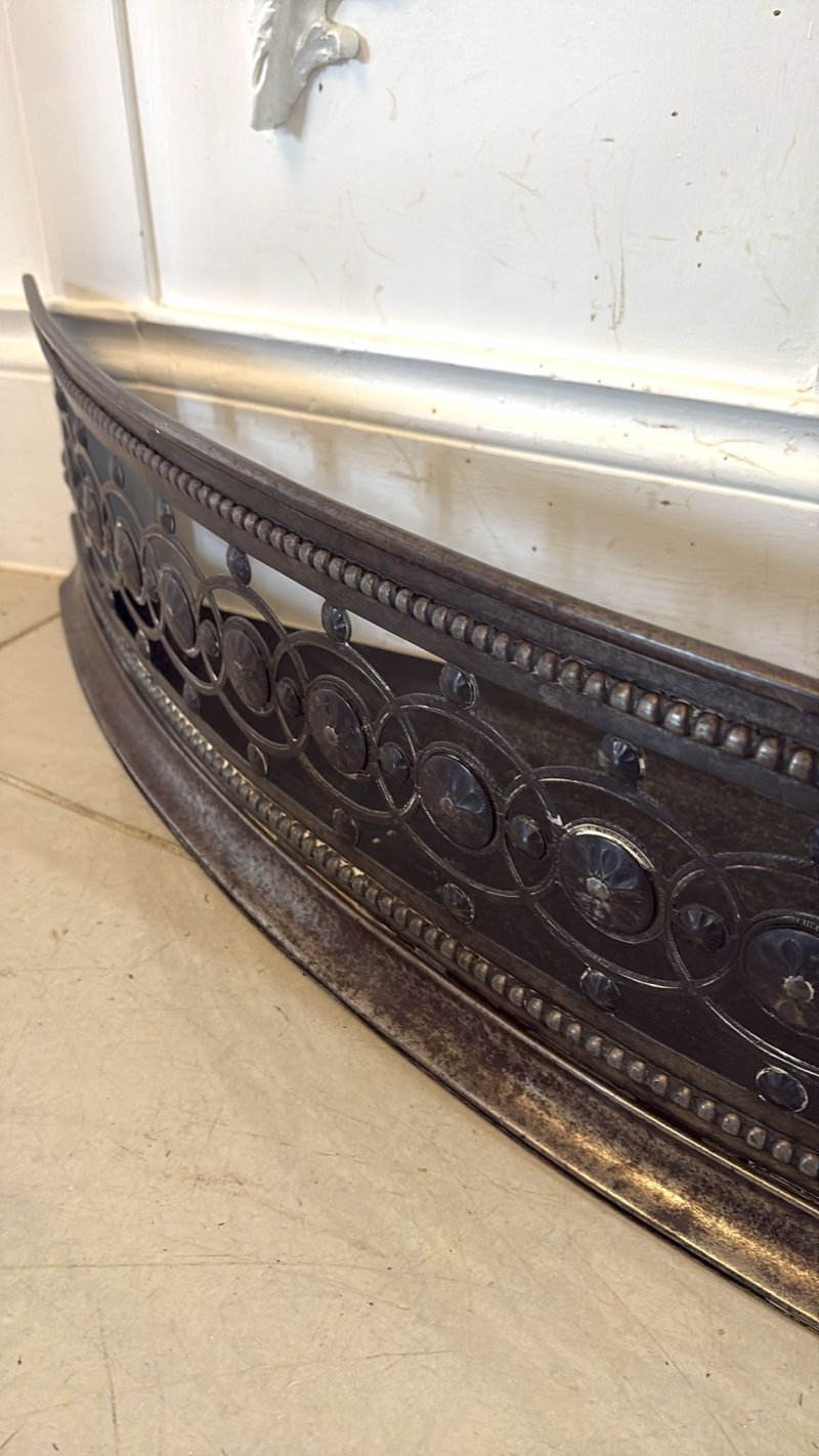 Antique George III Steel Fire Fender Pierced Decorative Serpentine Front - Image 2