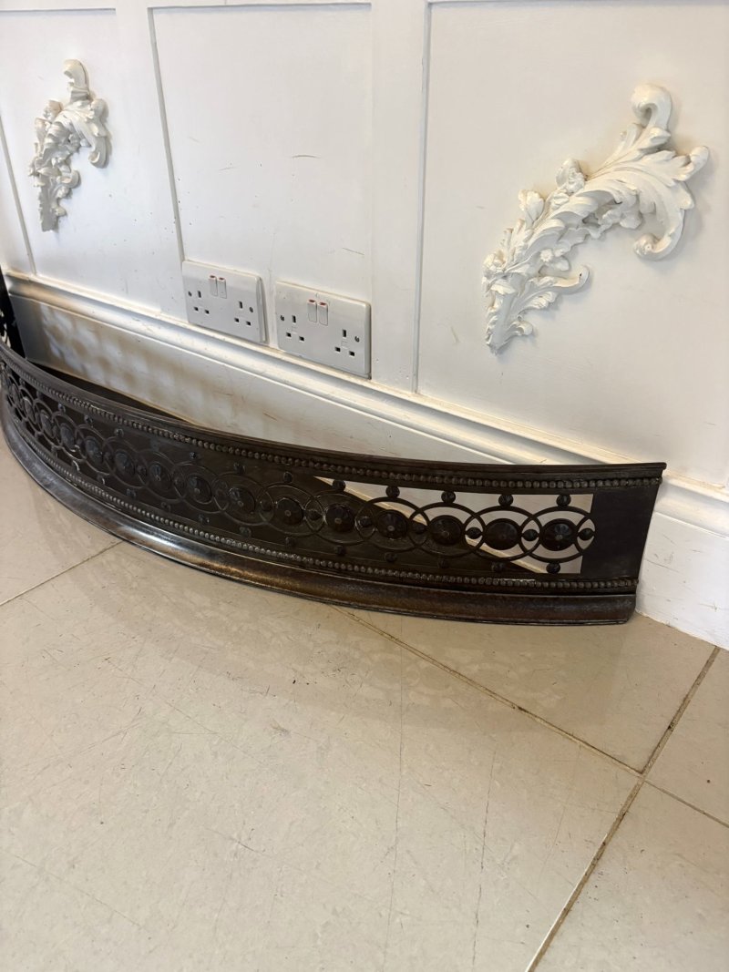 Antique George III Steel Fire Fender Pierced Decorative Serpentine Front - Image 4