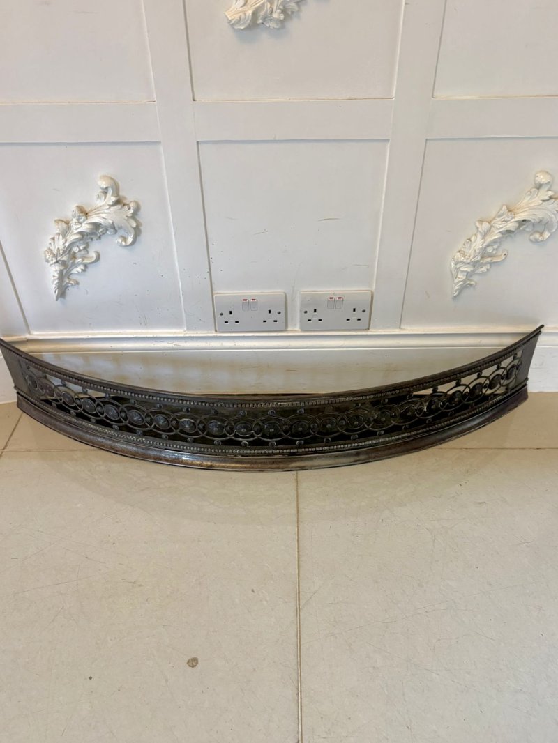 Antique George III Steel Fire Fender Pierced Decorative Serpentine Front